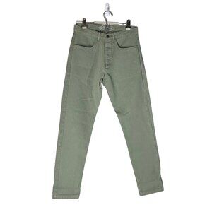 Alex Crane Green Canvas Cham Button Fly Straight Leg Pants Mens Size 30